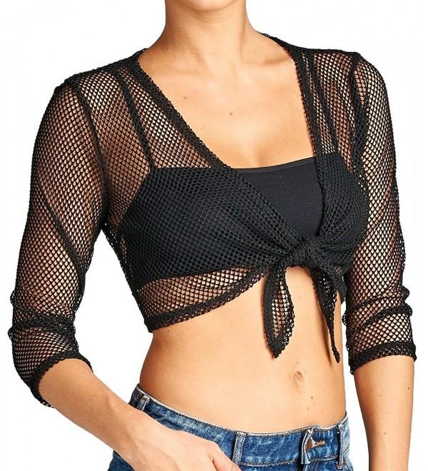 The True Love 3 4 Sleeve See Through Fishnet Bolero Shrug Cardigan