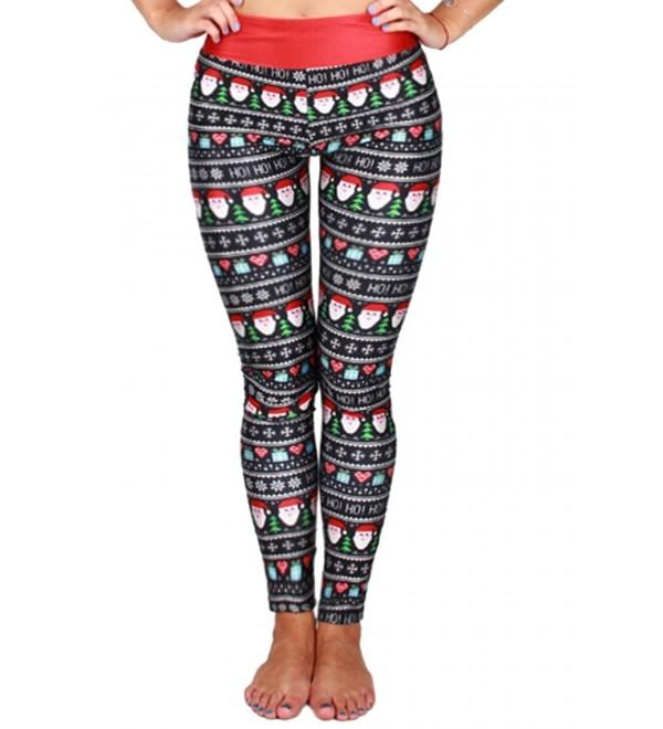 Pink QueenWomen's Christmas Printed Leggings High Waist Stretchy Tights ...