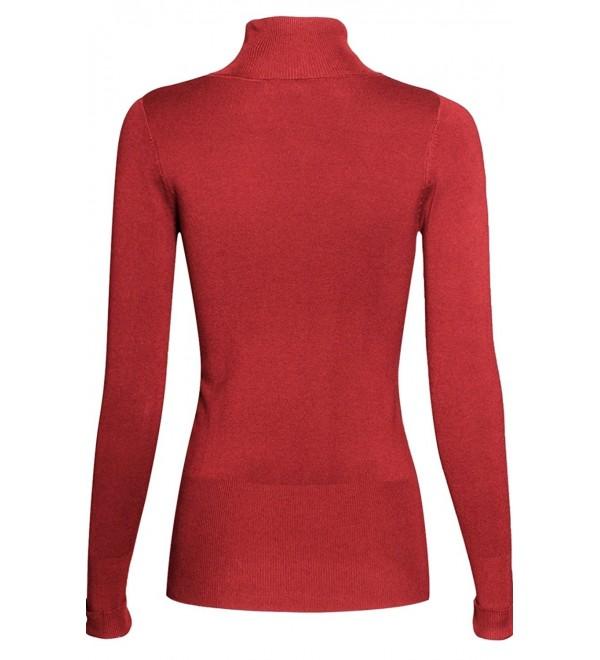 Women's Long Sleeve Fitted Turtleneck Sweater - Orange - CG12MY3CK40