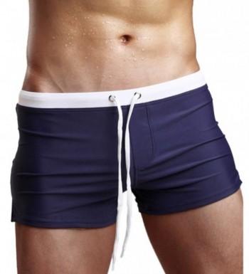 Men's Swim Trunks Brief Swimwear Swim Shorts With Zipper Pockets - Dark ...