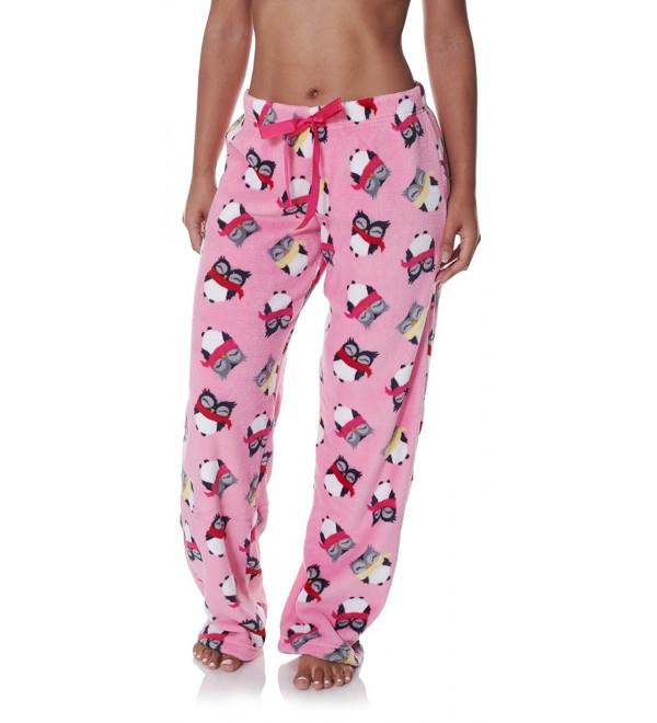 Women's Soft and Cute Owl Fleece Pajama Sleepwear Pant Pink Medium ...
