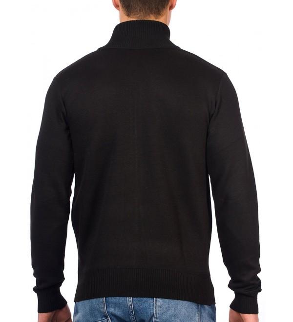Men's Long Sleeve Soft Casual Full Front Zip Cardigan Sweater (Black ...