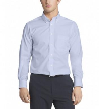 Men's Non Iron Regular Fit Solid Button Down Collar Dress Shirt - Blue ...