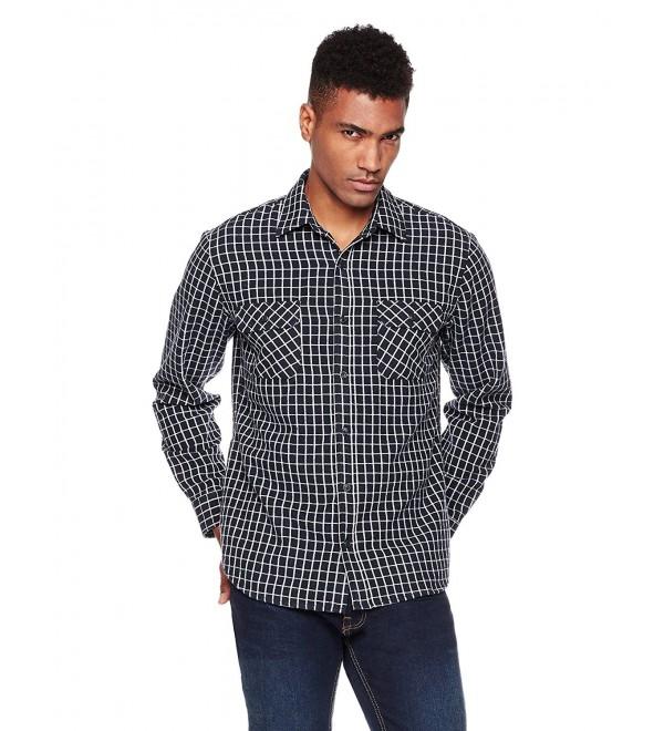 Men's Long Sleeve Regular Fit 2-Pocket Cotton Poly Blend Plaid Shirt ...