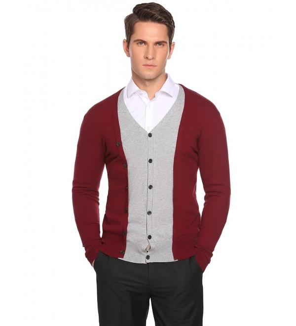 Mens Long Sleeve Fake Two Piece Lightweight Casual V-Neck Slim Fit ...