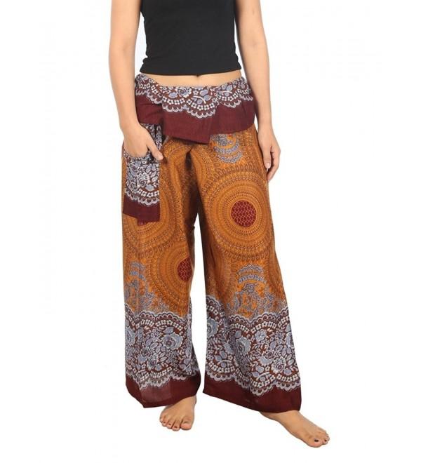 Women's Thai Fisherman Pants Yoga Trousers Wide Legs Pants - Brown ...