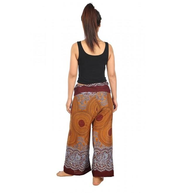 Women's Thai Fisherman Pants Yoga Trousers Wide Legs Pants - Brown ...