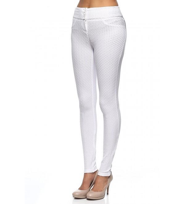 Rokoko Women's Solid Knots Textured Stretchy Skinny Pants - White ...