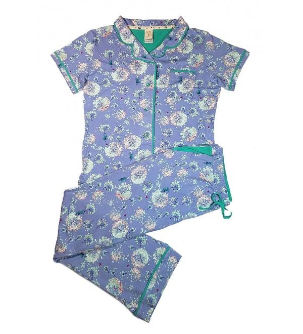 Women's Jersey Short Sleeve Classic Pants Pajama Set - Lavender ...