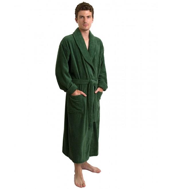 Men's Robe- Turkish Cotton Terry Shawl Bathrobe Made in Turkey - Green ...