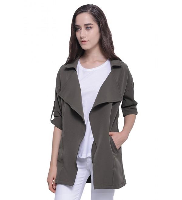 Women's Casual Long Sleeve Drape Open Front Waterfall Jacket Coat with ...
