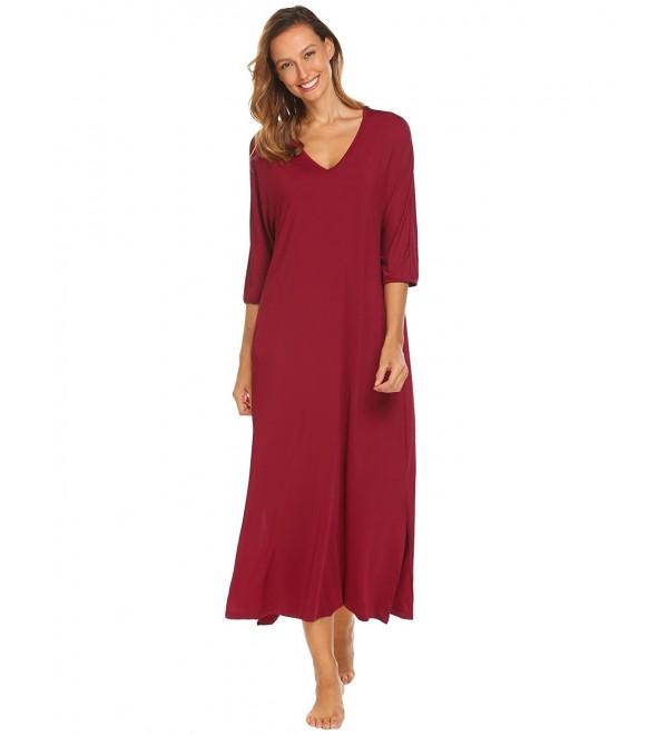 Womens Nightgown Scoopneck Sleepwear - Purlish Red - C11805YW553