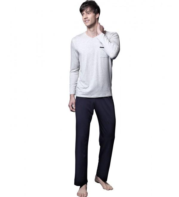 Feelvery Men's Natural Soft Tencel Top & Bottom Thermal Lounge ...