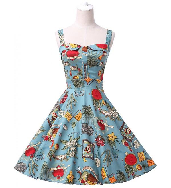 Women's Printed 1950's Vintage Retro Cocktail Party Dresses CL6092 ...