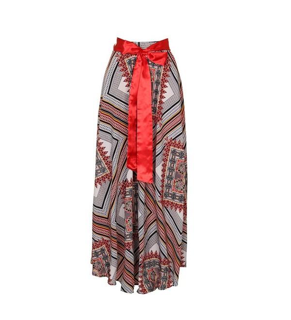 Women Spring Floral Print Hippie Skirt Bohemian Long Maxi Skirt With ...