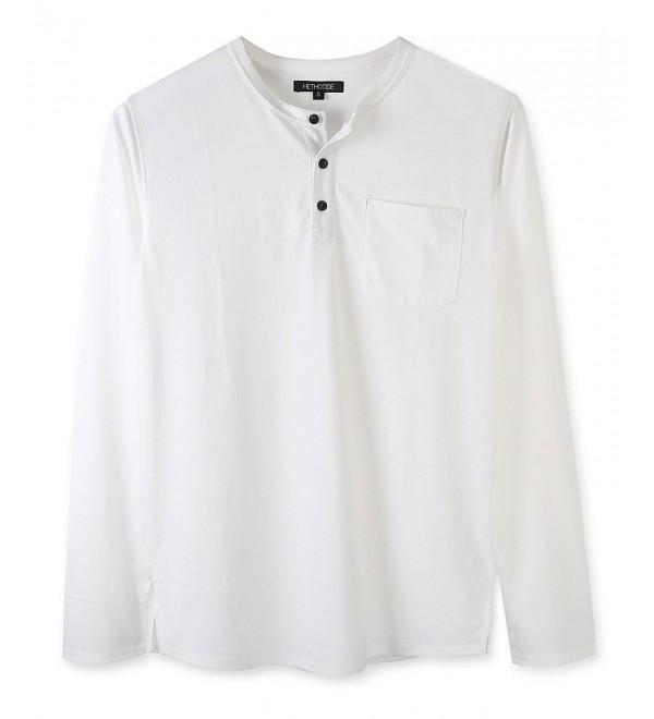 Men's Classic Comfort Soft Jersey Pocket Long Sleeve Henley T-Shirt Tee ...