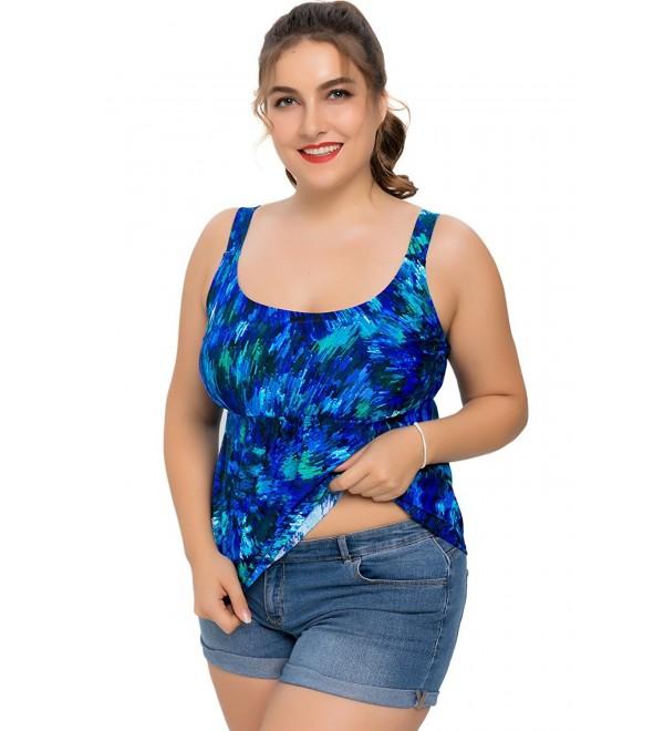 Women's Plus Size Swimwear Tankini Top Printed Swimsuit Bathing Suit ...