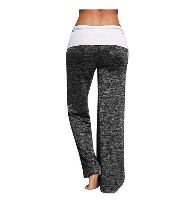 Foldover Wide Leg Pants Heather Flowy Flared Loose Yoga Leisure Legging ...