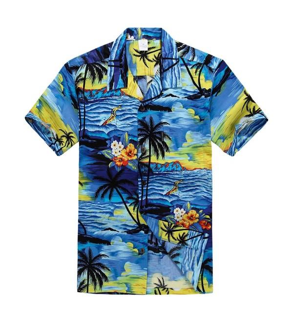 Matching Father Hawaiian Outfit Shorts - Pw Blue Sunset - C012FCJ4ACN