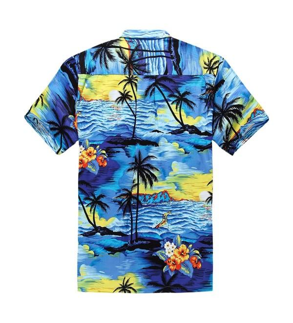 Matching Father Hawaiian Outfit Shorts - Pw Blue Sunset - C012FCJ4ACN