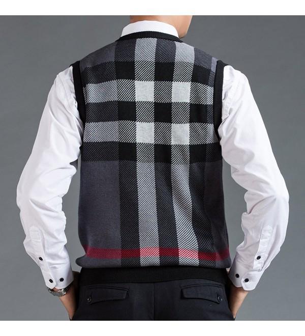 plaid knitted sweater vest