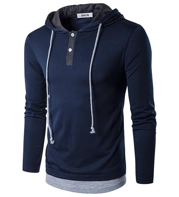 Men's Casual Slim Fit Long Sleeve T-Shirt With Hooded Hoodies Tops ...