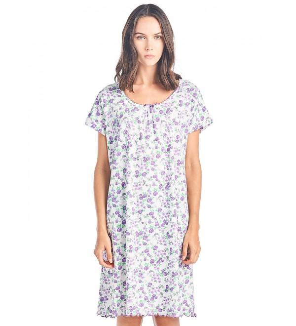 Women's Cotton Knit Short Sleeve Nightgown Sleep Shirt - Bloom Purple ...