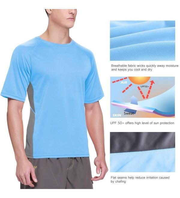 Men's Short Sleeve Sun Protection Rashguard Swim Shirt UPF 50+ - Lake ...