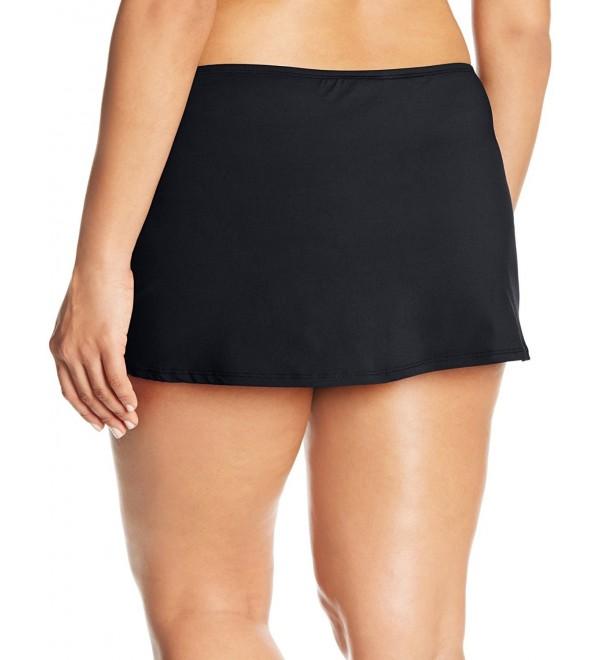 Women's Plus-Size Core Solids Sarong Swim Skirt - Black - CJ11HNFDVHB
