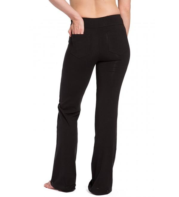 Women S Ecofabric Classic Bootleg Yoga Pant Back Pockets Black C212gtydadf