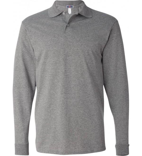 Men's Jersey Long Sleeve Polo with Spotshield - Oxford - CY118PXYRV9