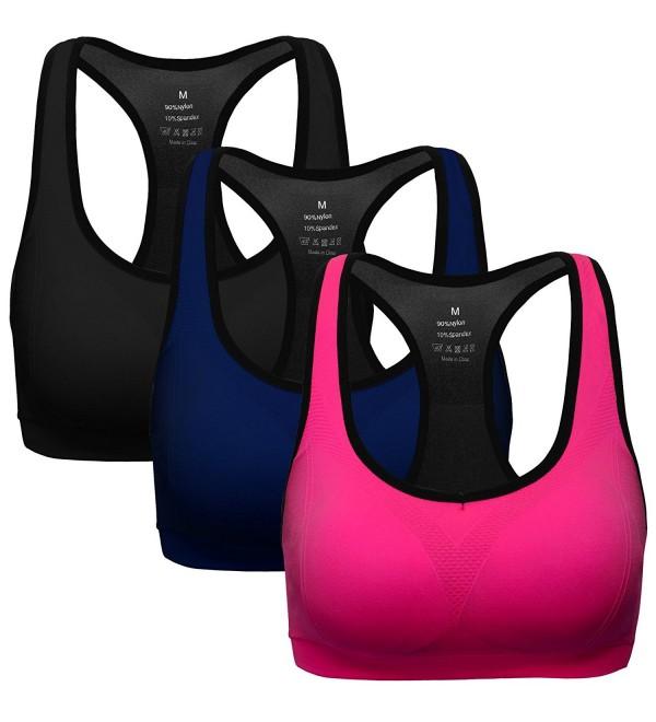 Women Racerback Sports Bras - Medium Impact Workout Gym Activewear Bra ...