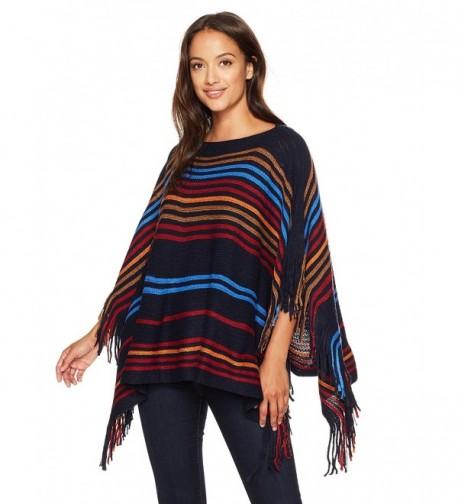 Ruby Rd. Women's Petite Warp Knit Stripe Sweater Ruana Poncho with ...