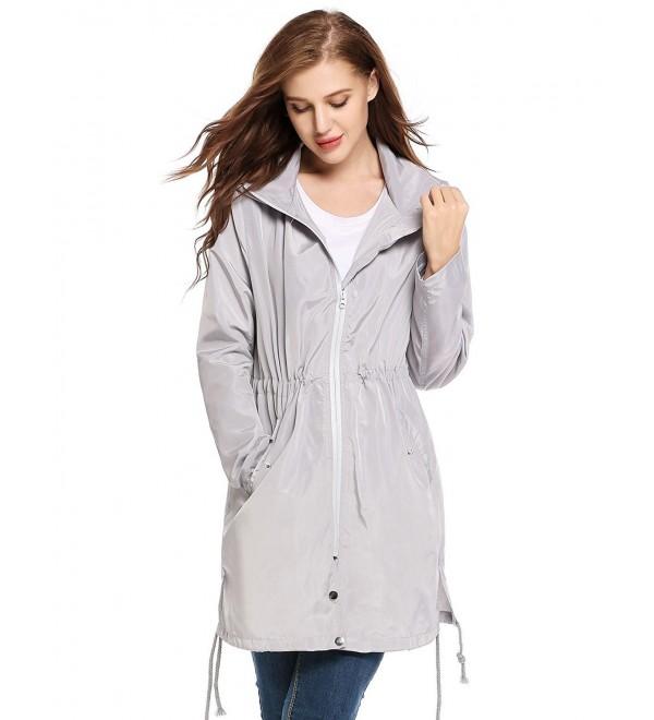 Women Long Sleeve Casual Windproof Hooded Lightweight Rain Jacket ...