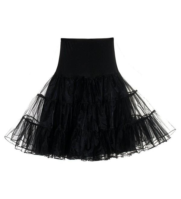 Women's Vintage Tulle Black Petticoat Short Skirt Elastic Waist - Black ...