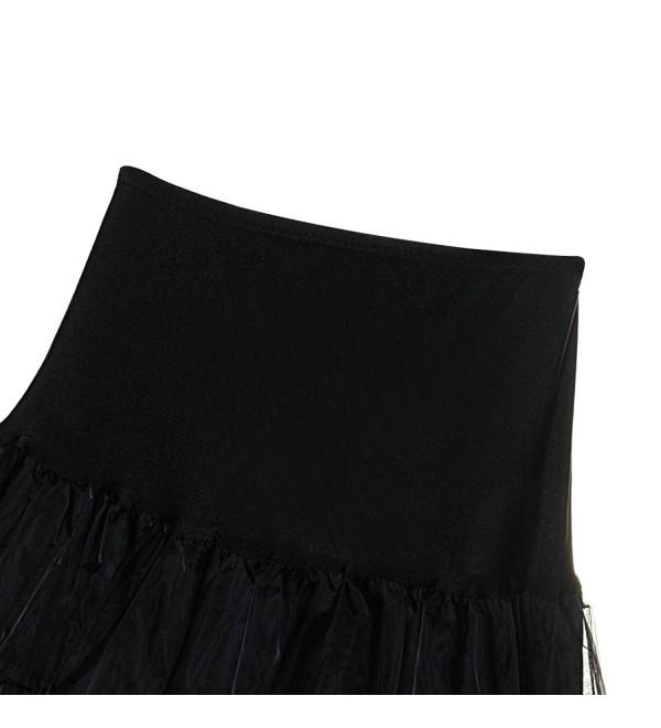 Women's Vintage Tulle Black Petticoat Short Skirt Elastic Waist - Black ...