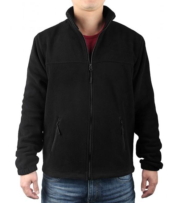Men's Full Front Zip Fleece Casual Lightweight Jacket 5451 - Black ...
