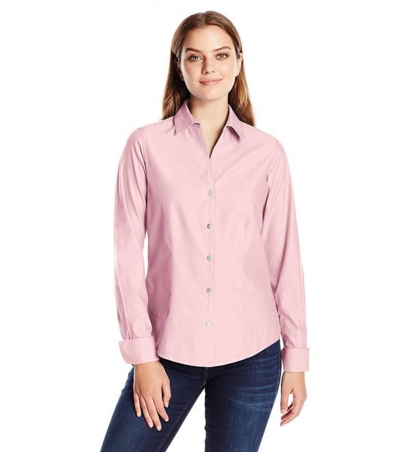 Women's Long Sleeve Lauren Essential Non Iron Shirt - Chambray Pink ...