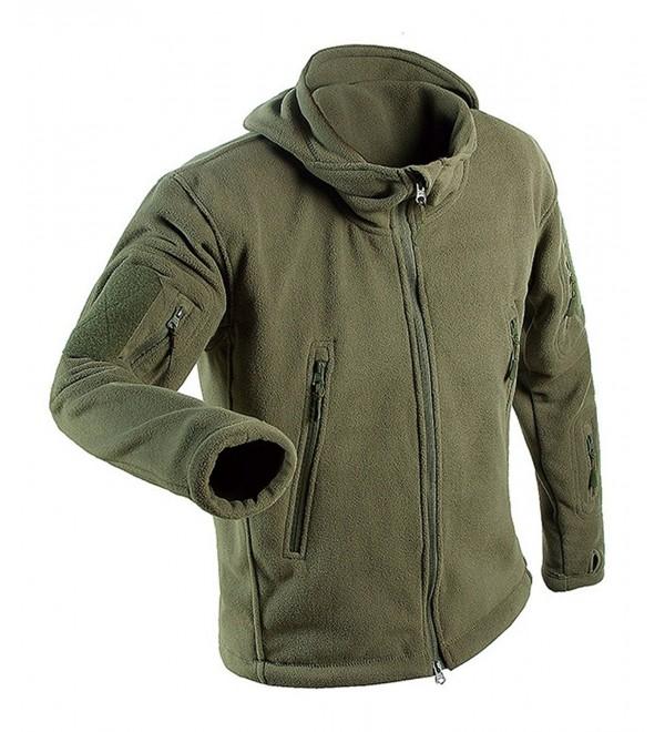 Men's Tactical Zip-Up Fleece Outdoor Hooded Jacket Hoodies With ...
