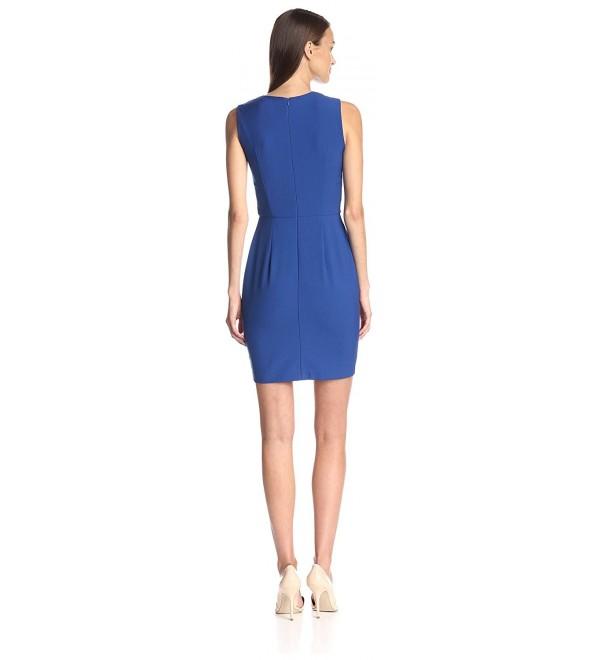 Women's Notched Neck Sheath Dress - True Royal - C711Z9EMXHH