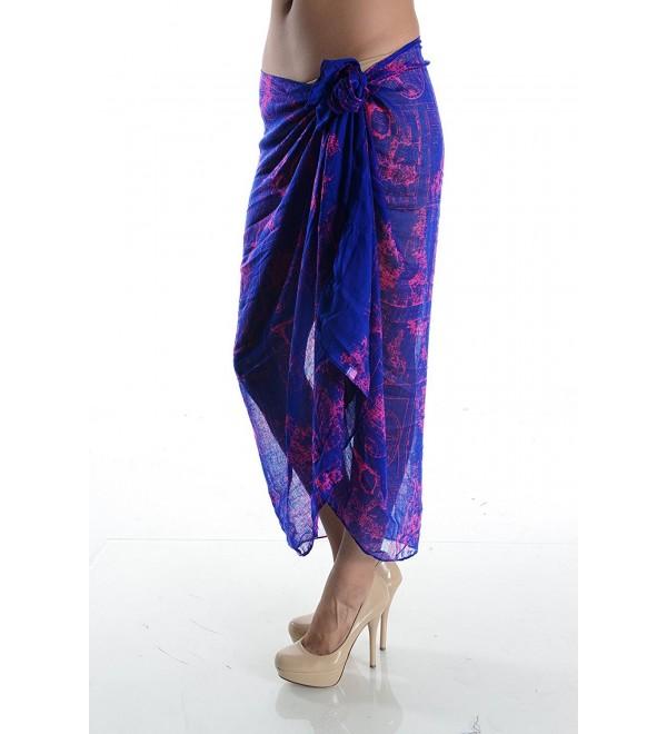 Women Pareo Scarf Swimsuite Cover-up - World Map- Purple - CV12128LHAB