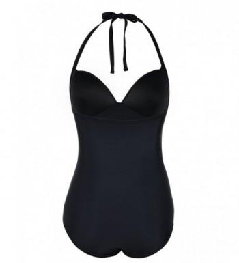 Women's One Piece Swimsuit Ruched Halter Bathing Suit Tummy Control ...
