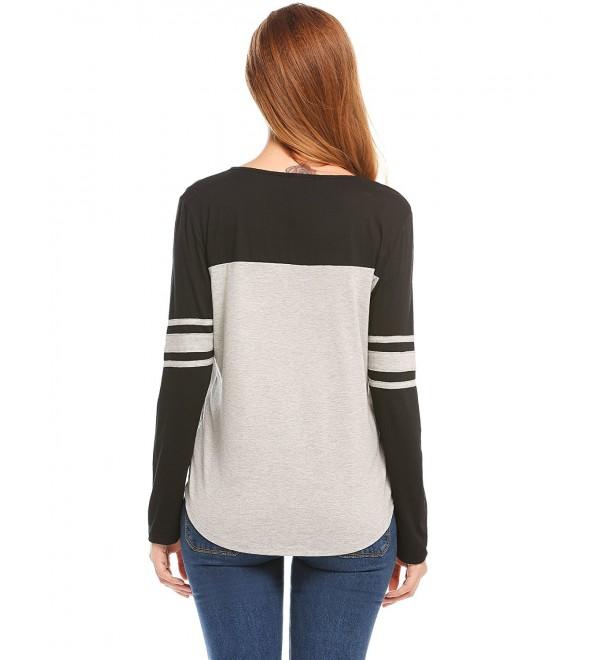 Women V Neck Raglan Long Sleeve Baseball Shirts Blouse Tops - Light ...