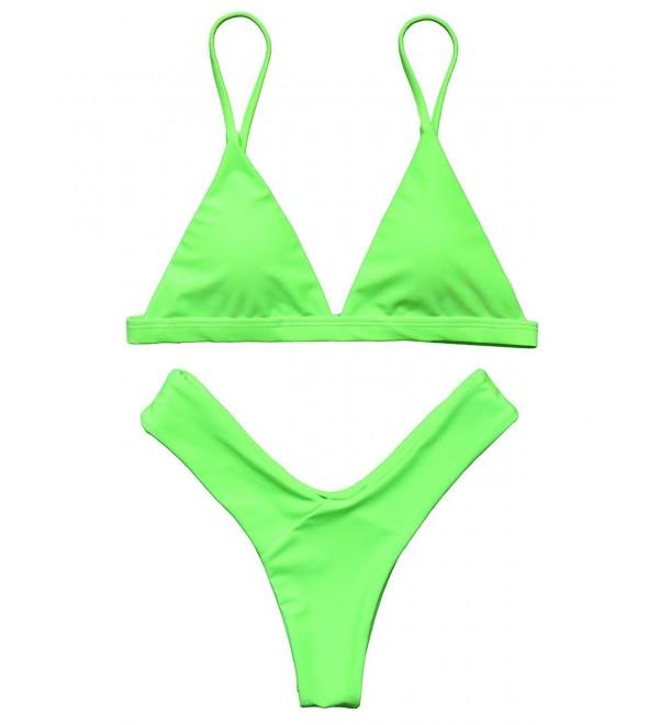 Two Piece Sexy Bikini Brazilian Thong Bottom Padded Swimsuit For Women ...