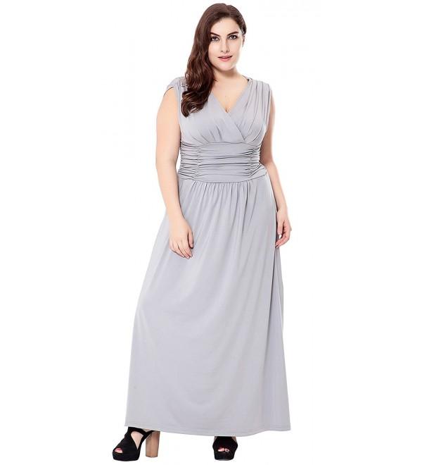 Women's Plus Size Evening Gowns Long Formal Maxi Dress - Grey - CI12DZ0EEQT