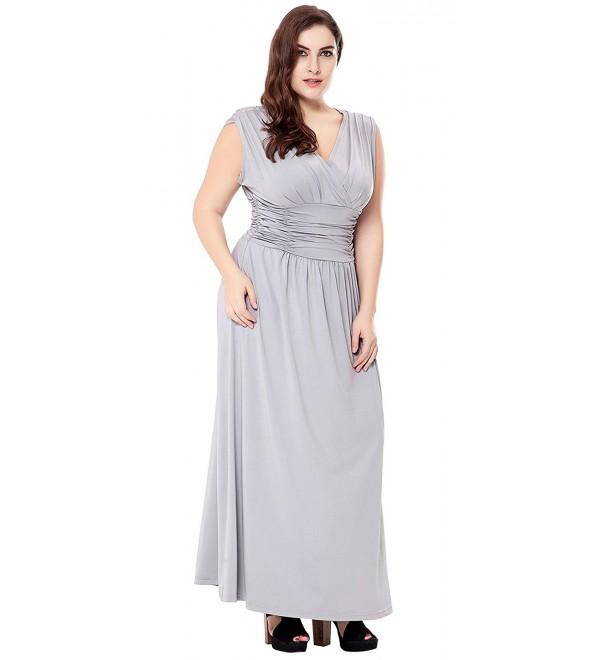 Women's Plus Size Evening Gowns Long Formal Maxi Dress - Grey - CI12DZ0EEQT