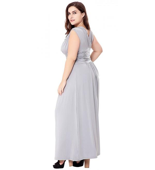 Women's Plus Size Evening Gowns Long Formal Maxi Dress - Grey - CI12DZ0EEQT