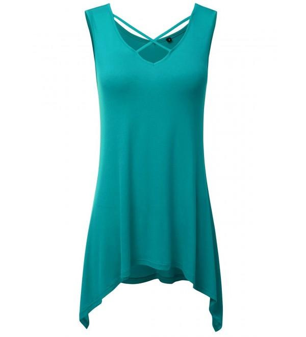 Women Sexy V Neck Top Flowy Casual Loose Tank Tops Summer Sleeveless Comfy Solid Basic Tunic 6118