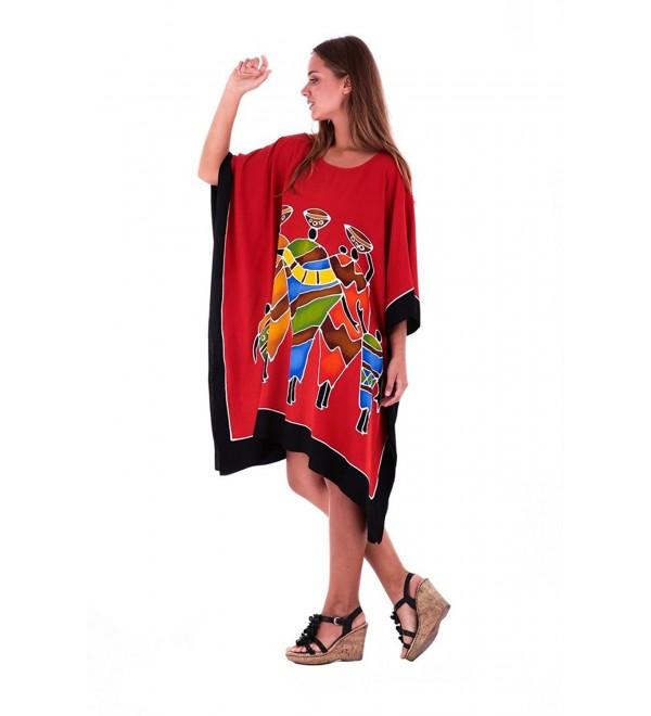 Womens Short Caftan Poncho Hand Paint Tribal Design Swimwear Cover Up ...