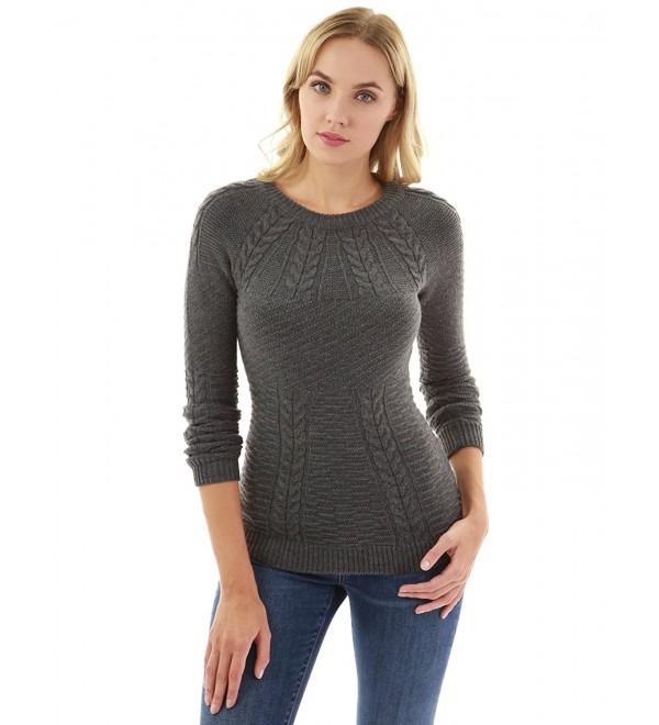 Women's Crewneck Raglan Cable Knit Sweater - Dark Gray - CZ186ANXR0X